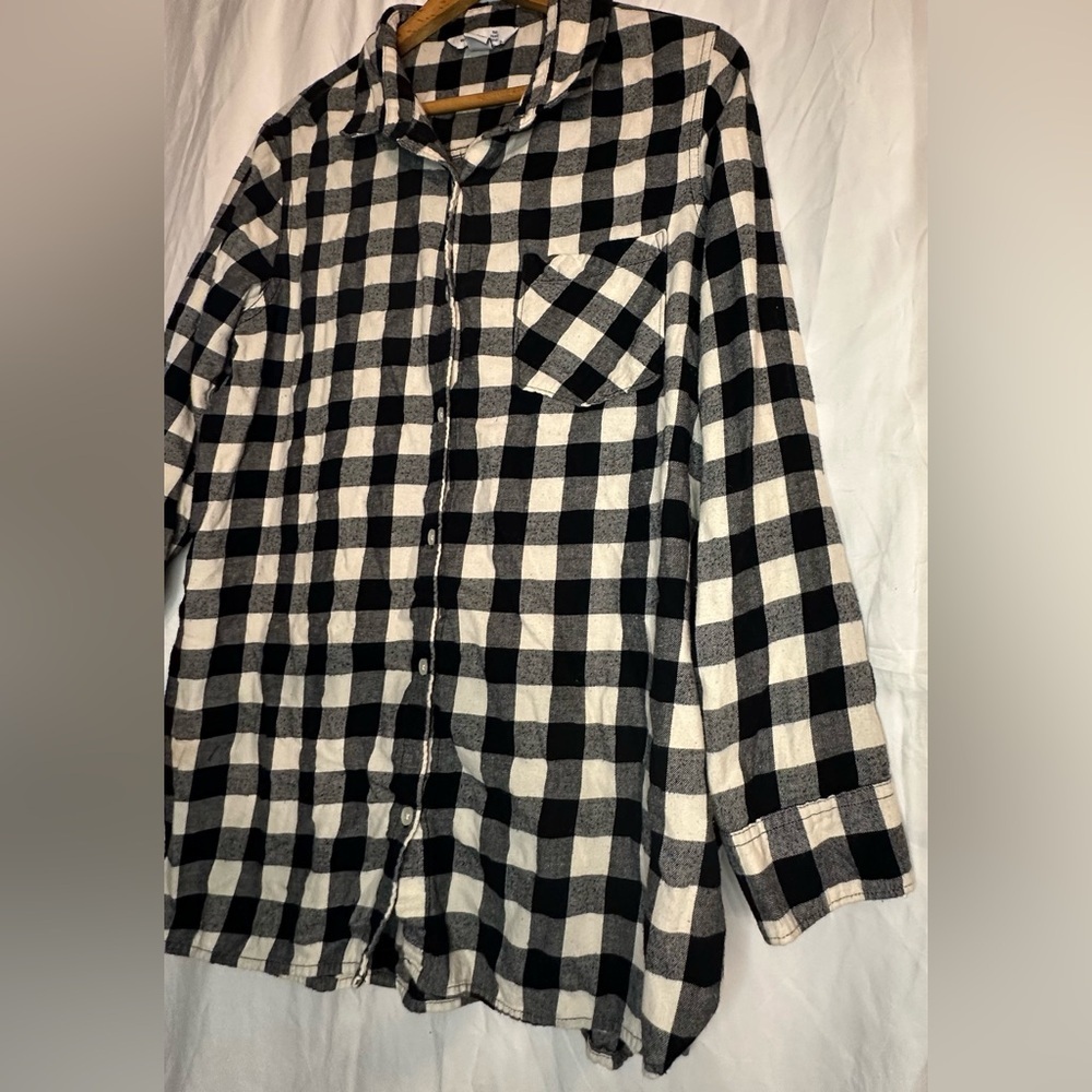 Old Navy Women’s Tunic Button Down Long Sleeve Plaid Shirt Size XL - Picture 2 of 11